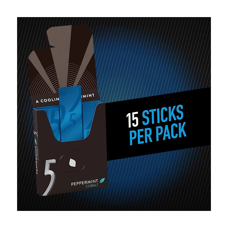 Wrigley's 5 Peppermint Cobalt Sugarfree Chewing Gum, 15 Sticks