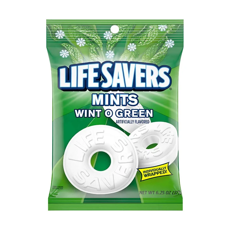 Life Savers Wint O Green Mint Candy Bag, 6.25 oz.