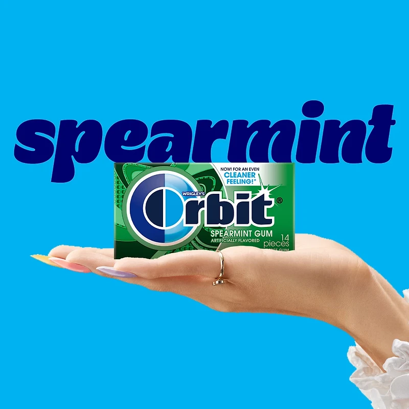 ORBIT Gum Spearmint Sugar Free Chewing Gum, Single Pack, 14 Piece