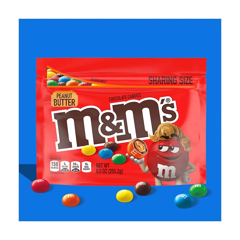 M&M'S Peanut Butter Milk Chocolate Candy - Sharing Size, 9 oz