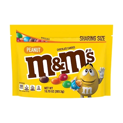 M&M'S Peanut Milk Chocolate Candy Sharing Size Bag, 10.7 oz.