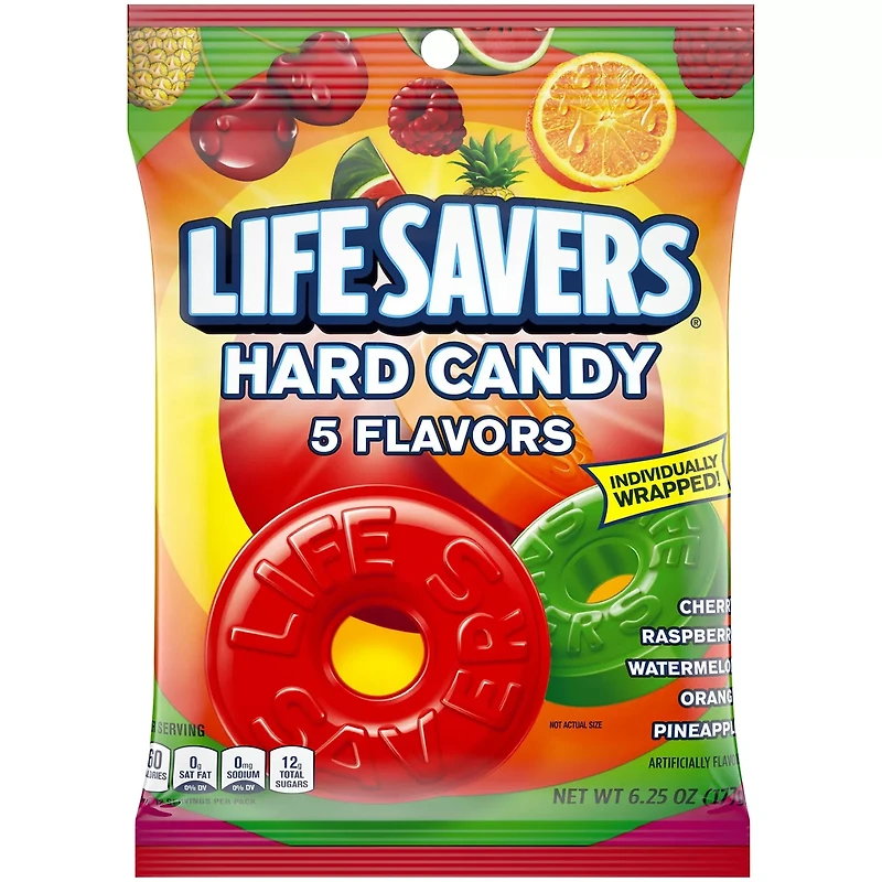 LIFE SAVERS 5 Flavors Hard Candy Individually Wrapped, 6.25 oz Bag