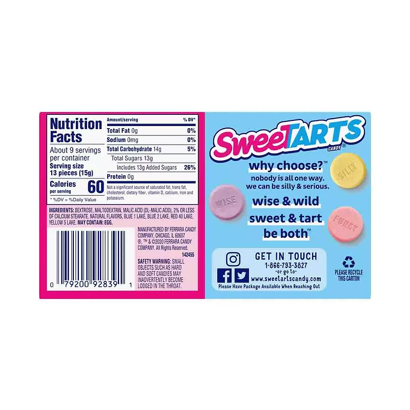 Sweetarts Original Hard Candy Box, 5 oz.