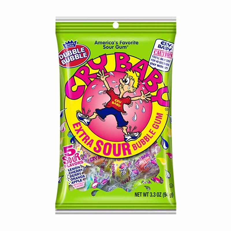 Dubble Bubble Cry Baby Extra Sour Gum, 3.3 oz.