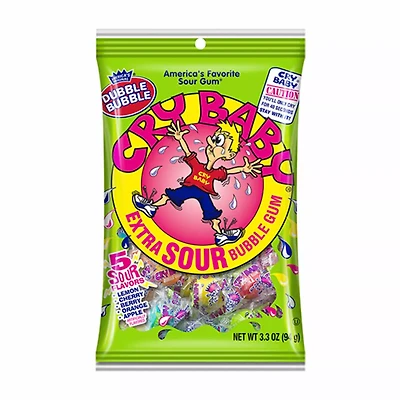 Dubble Bubble Cry Baby Extra Sour Gum, 3.3 oz.