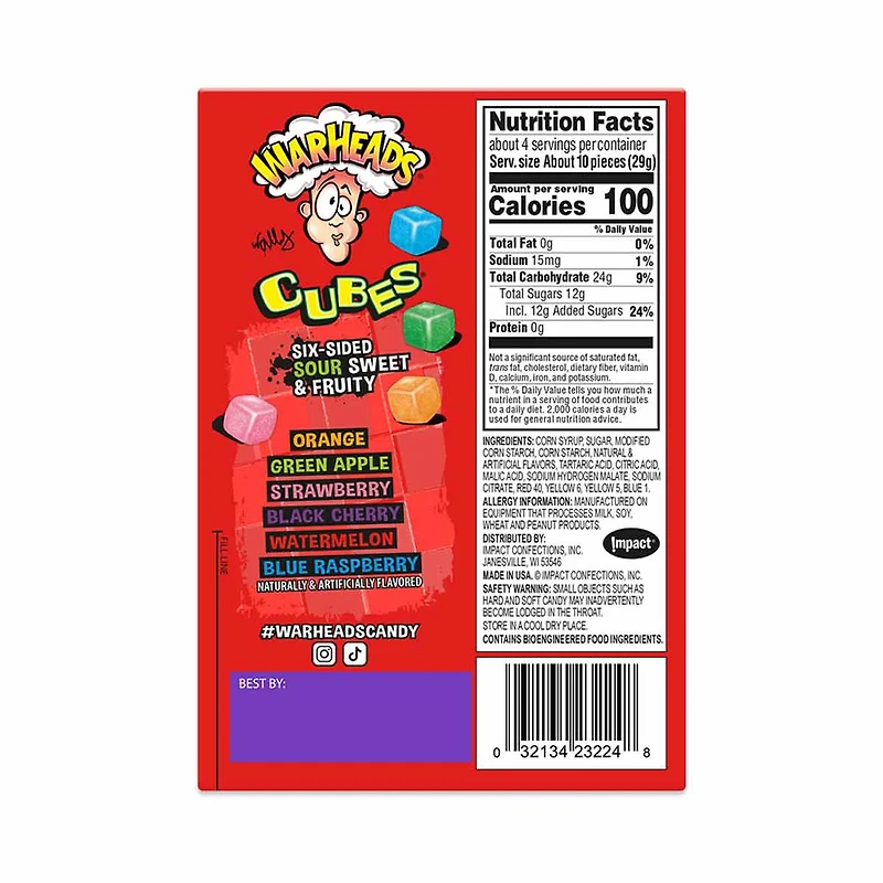 Warheads Cubes Theater Box, 4 oz