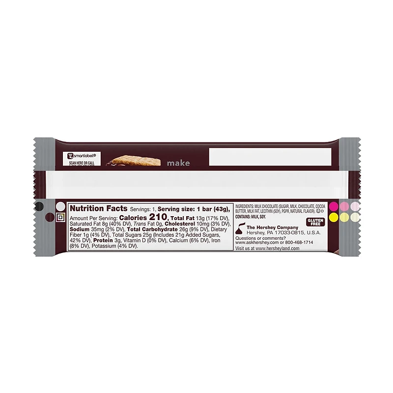 Hershey's Milk Chocolate Candy Bar, 1.55 oz
