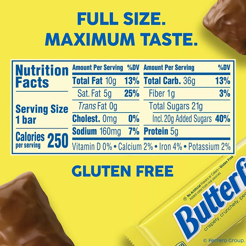 Butterfinger Full Size Candy Bar, Crispety Crunchety Peanut-Buttery On-The-Go Sweet Treat, 1.9 oz