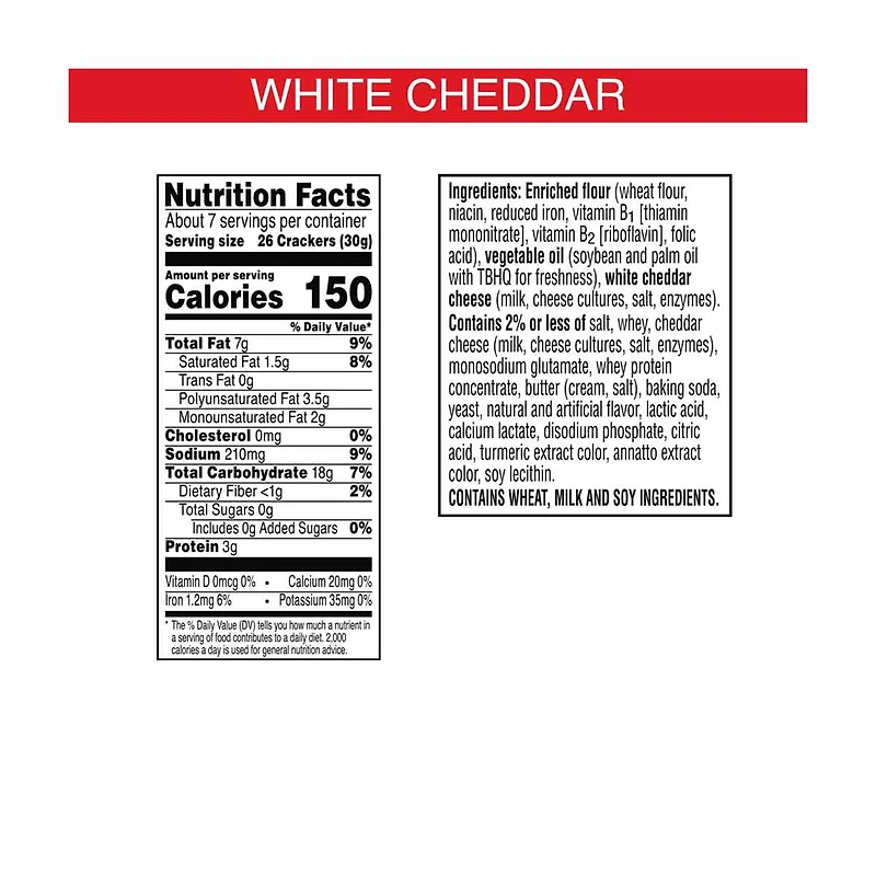 Cheez-It White Cheddar Crackers, 7 oz