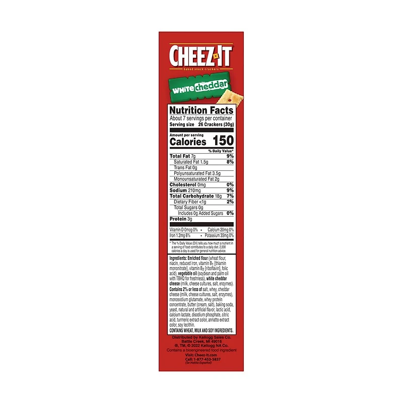 Cheez-It White Cheddar Crackers, 7 oz