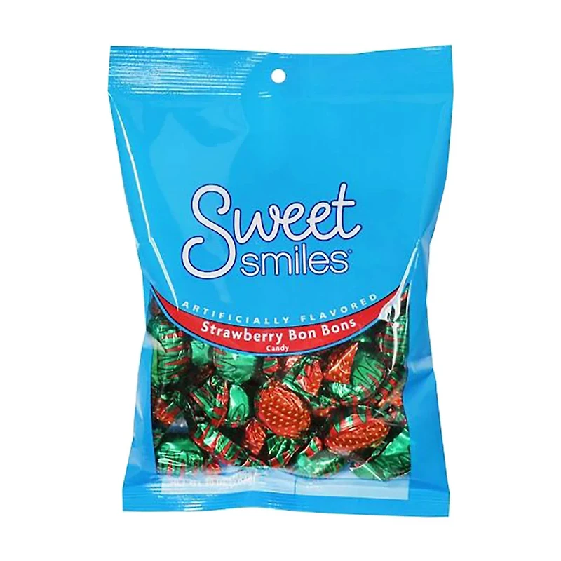 Sweet Smiles Strawberry Bon Bons Filled Hard Candy, 6 oz