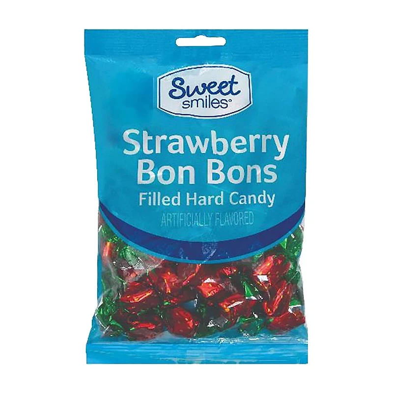 Sweet Smiles Strawberry Bon Bons Filled Hard Candy, 6 oz