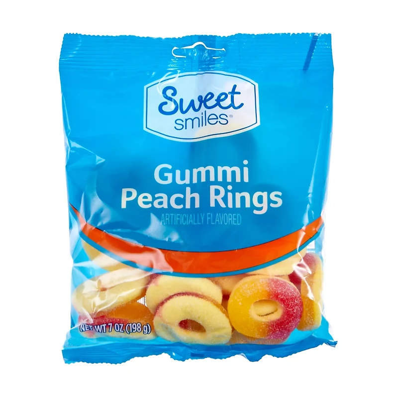 Sweet Smiles Peach Gummi Rings, 5 oz