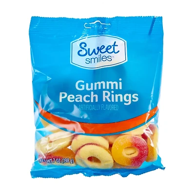 Sweet Smiles Peach Gummi Rings, 5 oz