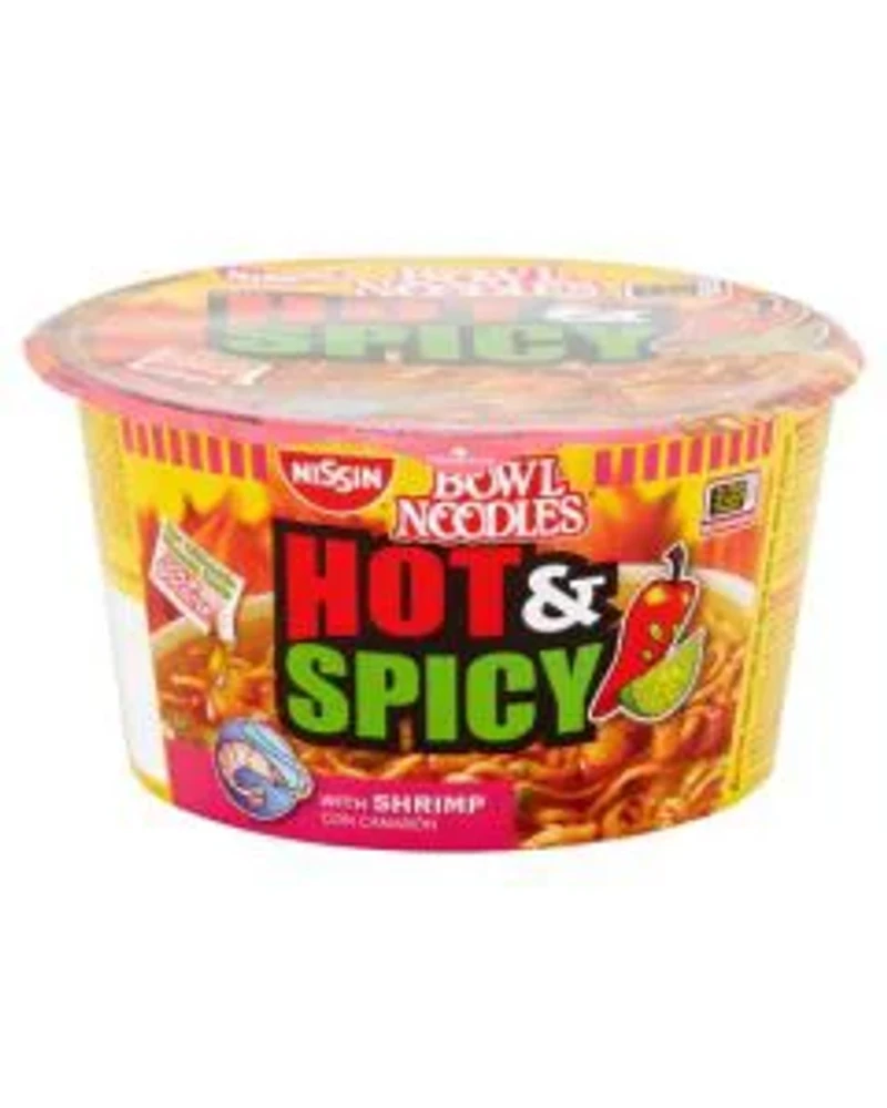 Nissin Hot & Spicy Ramen Noodle Soup, With Shrimp, 3.27 oz