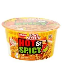 Nissin Hot & Spicy Ramen Noodle Soup, Chicken Flavor, 3.32 oz