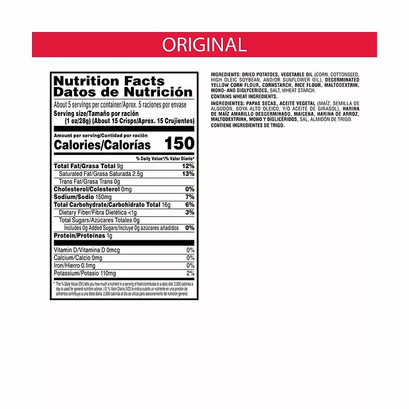 Pringles Potato Crisps Chips, Original, 5.2 oz