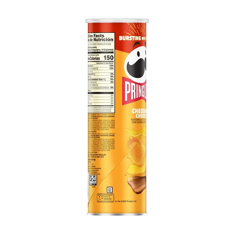 Pringles Potato Crisps Chips, Cheddar Cheese, 5.5 oz
