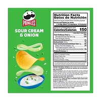 Pringles Potato Crisps Chips, Sour Cream and Onion, 5.5 oz