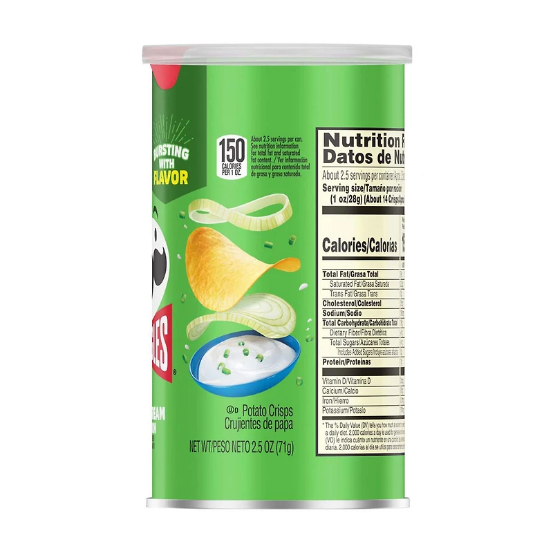 Pringles Grab and Go Sour Cream & Onion Flavored Crisps, 2.5 oz