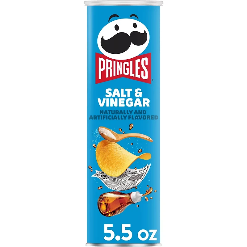 Pringles Potato Crisps Chips Salt and Vinegar, Lunch Snacks, 5.5 oz