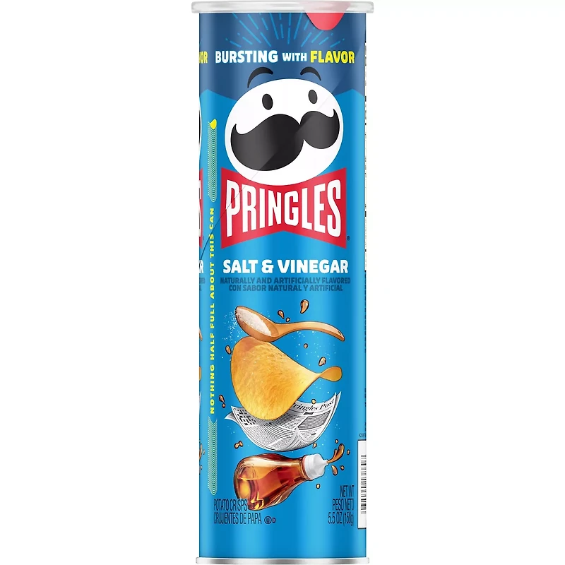 Pringles Potato Crisps Chips Salt and Vinegar, Lunch Snacks, 5.5 oz