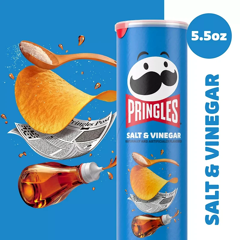 Pringles Potato Crisps Chips Salt and Vinegar, Lunch Snacks, 5.5 oz