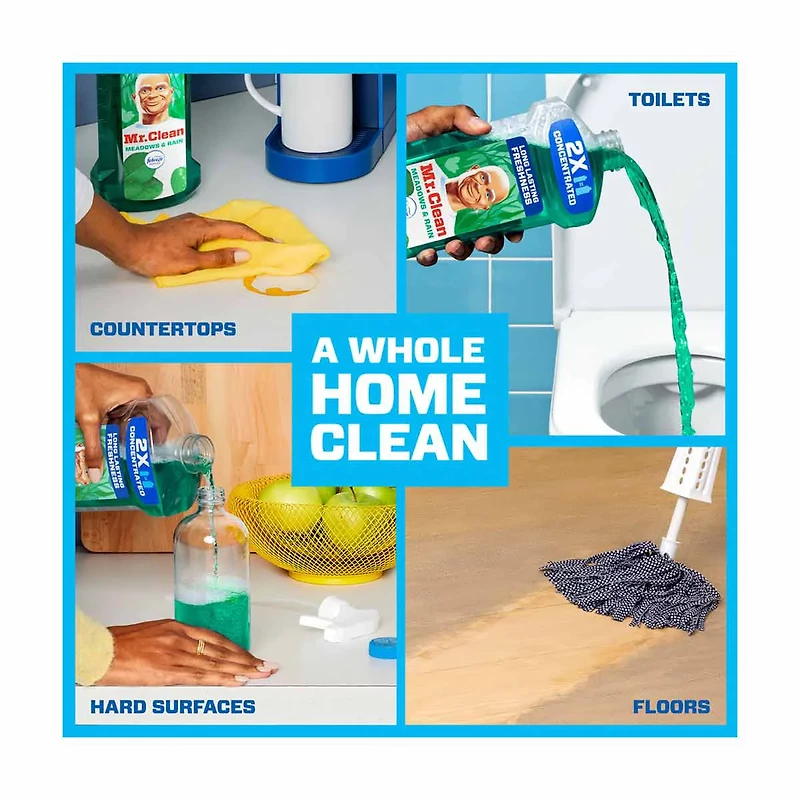 Mr. Clean 2X Concentrated Multi Purpose Liquid Cleaner, Meadows & Rain Scent, 23 oz