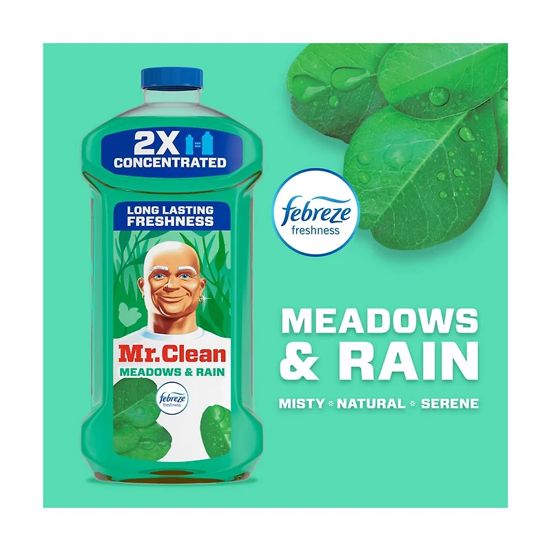 Mr. Clean 2X Concentrated Multi Purpose Liquid Cleaner, Meadows & Rain Scent, 23 oz