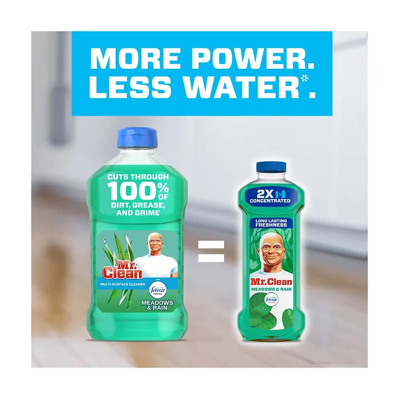 Mr. Clean 2X Concentrated Multi Purpose Liquid Cleaner, Meadows & Rain Scent, 23 oz