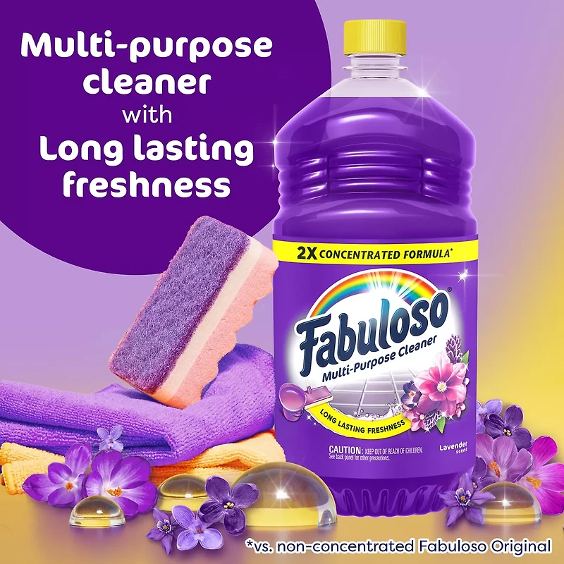 Fabuloso 2X Multi-Purpose Cleaner, No Rinse Floor Cleaner, Lavender Scent, 56 fl oz