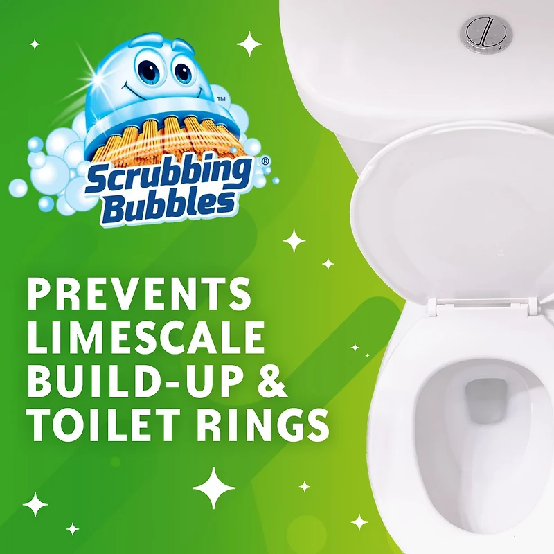 Scrubbing Bubbles Fresh Gel Toilet Cleaning Stamp, Rainshower, Dispenser with 6 Gel Stamps, 1.34 oz