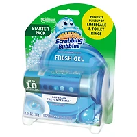 Scrubbing Bubbles Fresh Gel Toilet Cleaning Stamp, Rainshower, Dispenser with 6 Gel Stamps, 1.34 oz