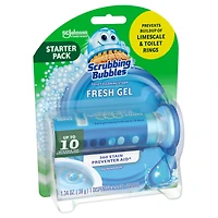 Scrubbing Bubbles Fresh Gel Toilet Cleaning Stamp, Rainshower, Dispenser with 6 Gel Stamps, 1.34 oz