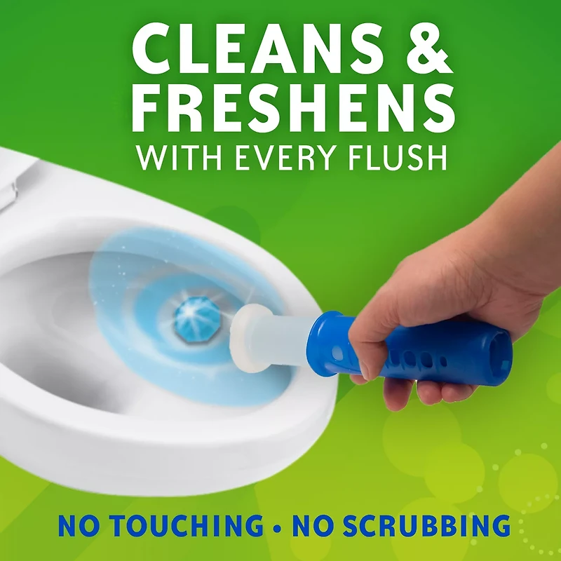 Scrubbing Bubbles Fresh Gel Toilet Cleaning Stamp, Rainshower, Dispenser with 6 Gel Stamps, 1.34 oz