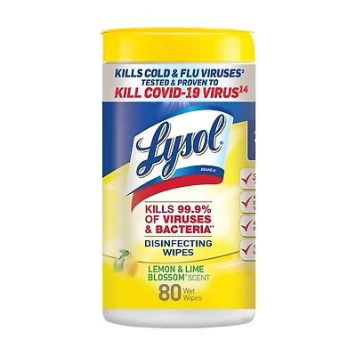 Lysol Disinfectant Wipes, Multi-Surface Antibacterial Cleaning Wipes, Lemon and