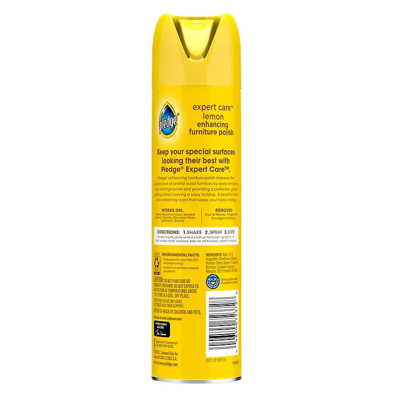 Pledge Enhancing Polish, Furniture & Wood Spray, Lemon Scent, 9.7oz