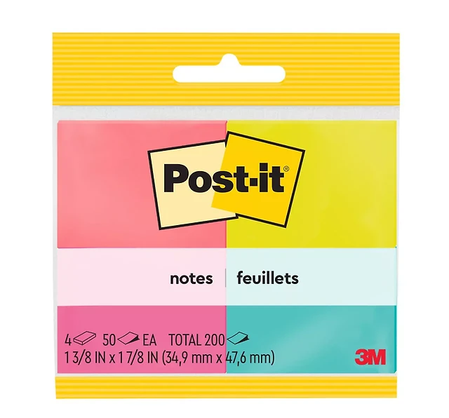 Post-it Notes, 4 Mini Sticky Note Pads, 1.38 x 1.88 in., School Supplies and Office Products, Poptimistic Collection