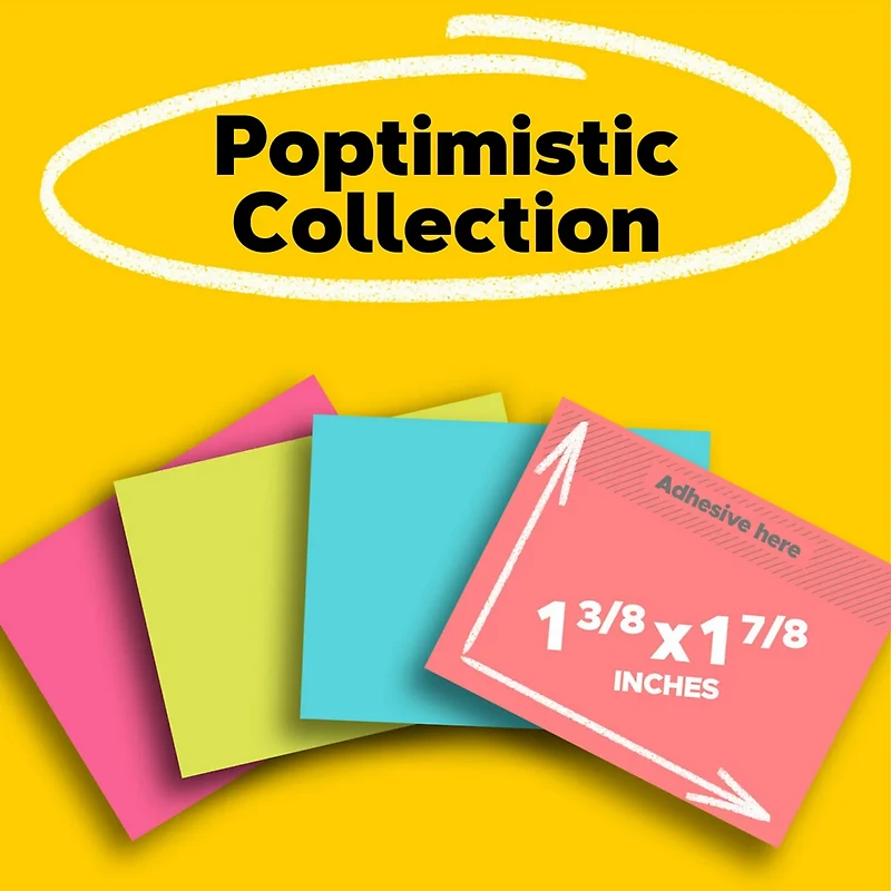 Post-it Notes, 4 Mini Sticky Note Pads, 1.38 x 1.88 in., School Supplies and Office Products, Poptimistic Collection