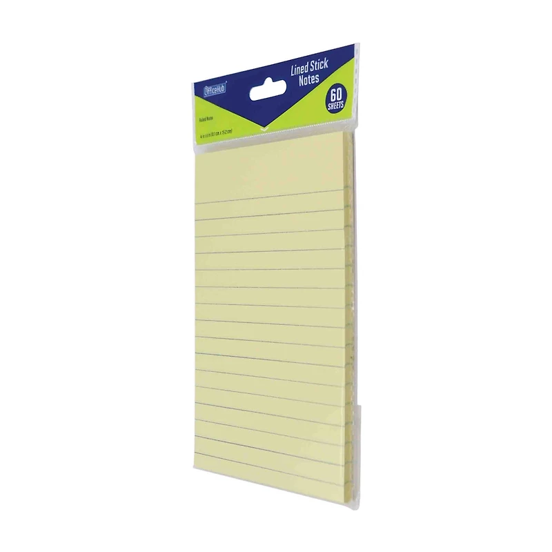 OfficeHub Lined Sticky Notes, 4x6 in, 60 ct