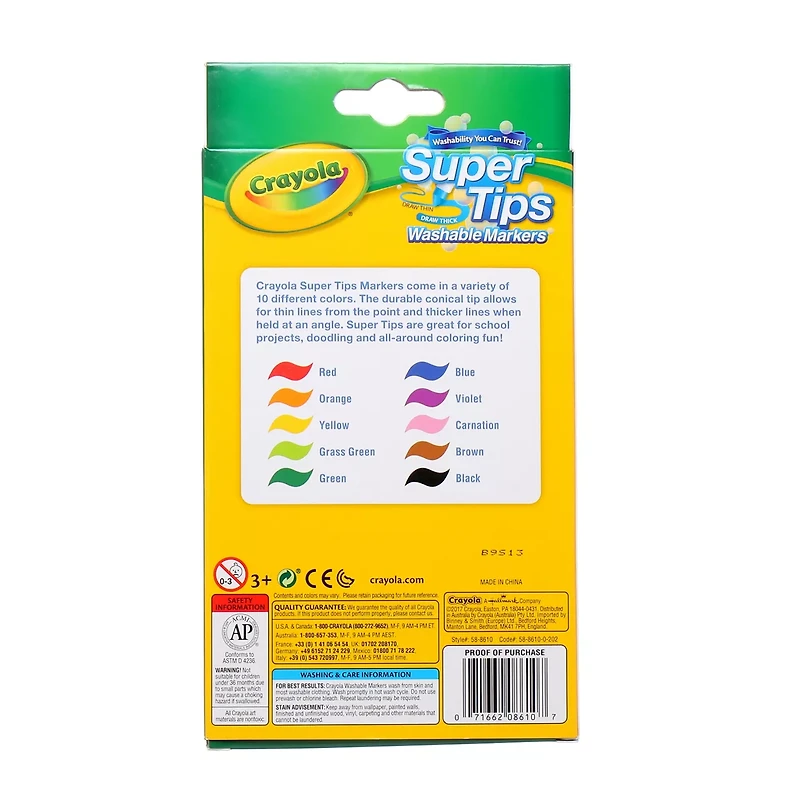 Crayola Washable Super Tips Markers, 10 Count
