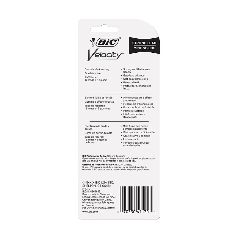 BIC® Velocity Original Mechanical Pencil, Medium Point (0.7mm), 2 Count