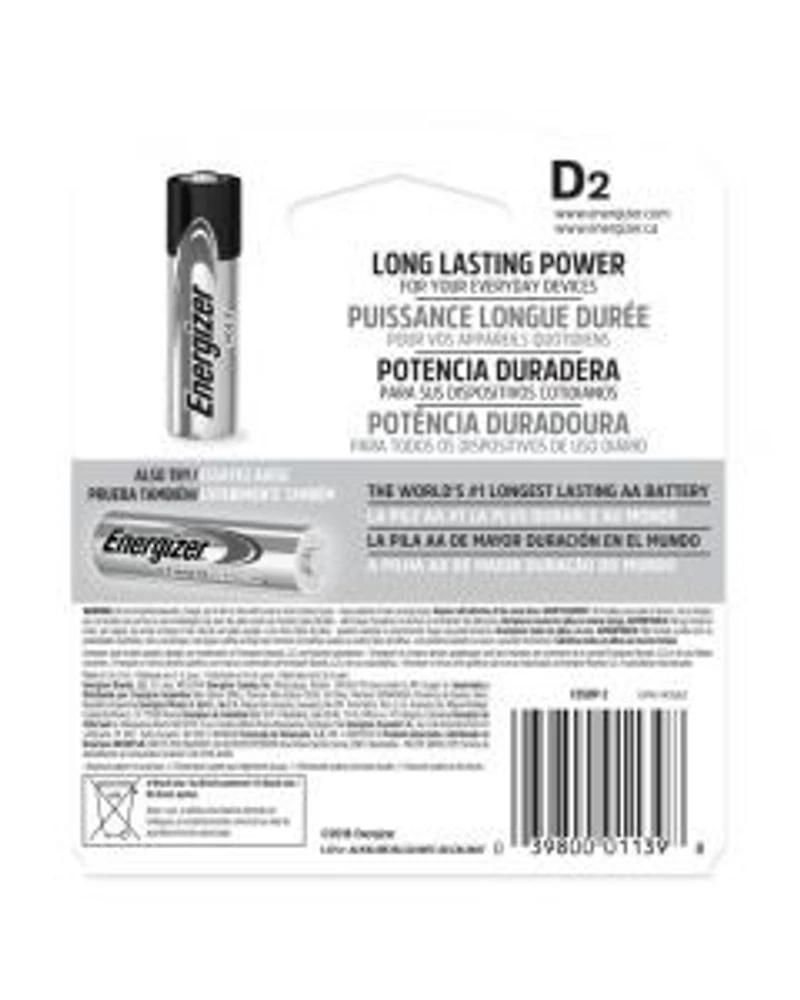 Energizer MAX D Alkaline Batteries, 2 Count