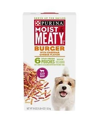 Purina Moist & Meaty Burger with Cheddar Cheese Flavor Soft Dog Food Pouches, 6 ct
