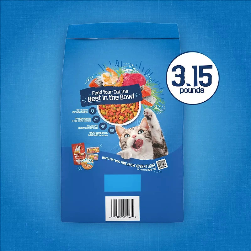 Purina Friskies Dry Cat Food Seafood Sensations With Salmon, Tuna, and Shrimp Flavors