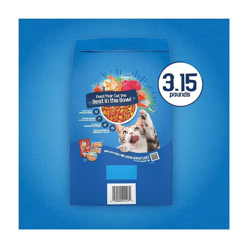 Purina Friskies Dry Cat Food Seafood Sensations With Salmon, Tuna, and Shrimp Flavors