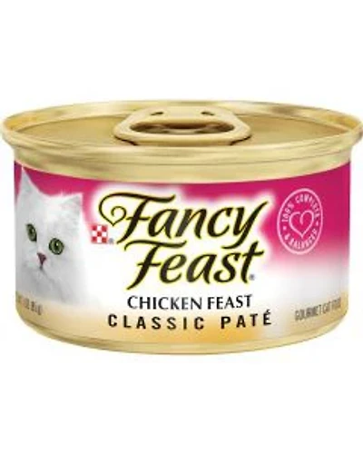 Purina Fancy Feast Grain Free Pate Wet Cat Food, Classic Pate Chicken Feast, 3 oz Can