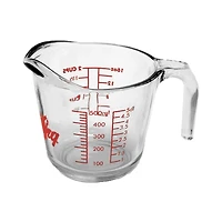 Glass Open-Handle Measuring Cup with Red Decoration, 2 Cup