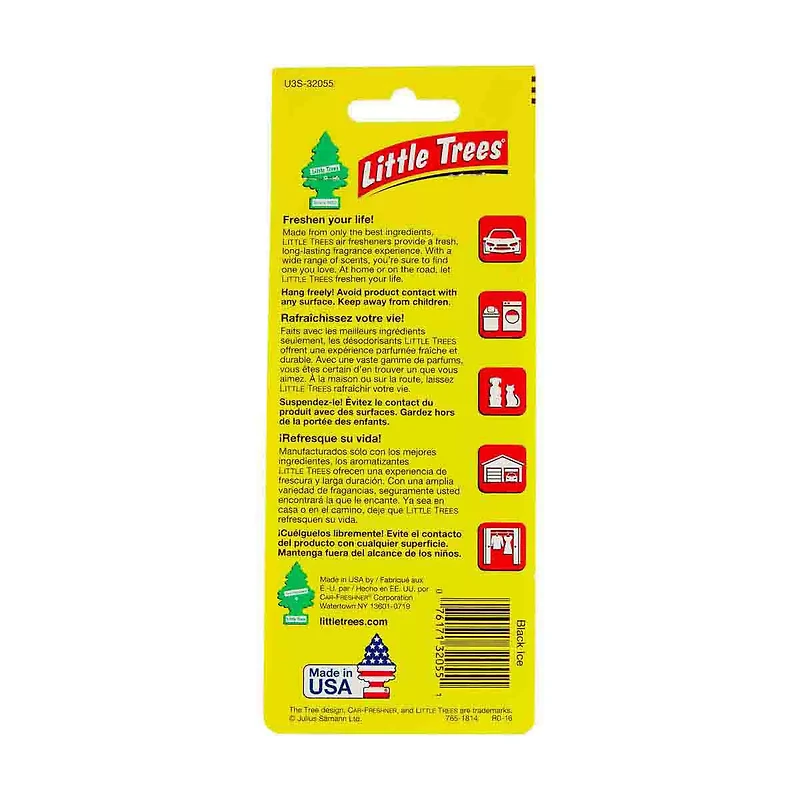 Little Trees Black Ice Car Air Freshener, 3 Count