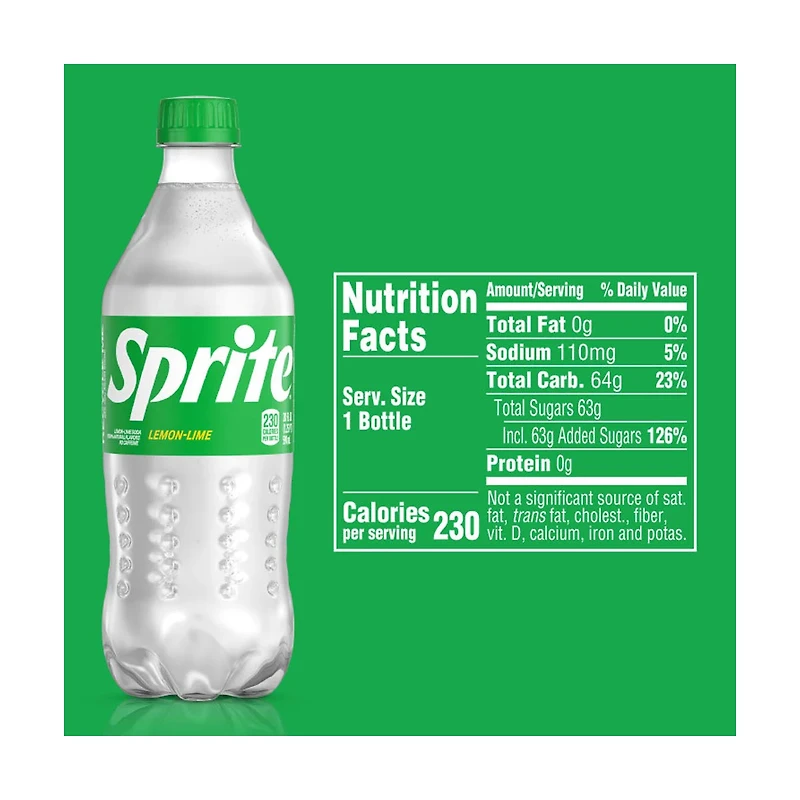 Sprite Lemon Lime Soda Soft Drink, 20 fl oz